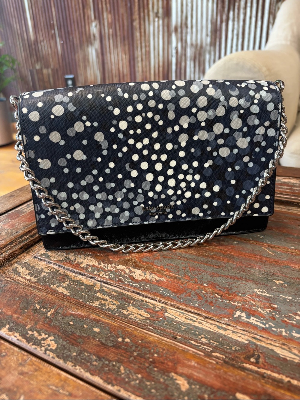 Kate Spade black and silver Polka Dot Purse